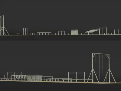 Military Training Obstacles Course Worn 3D model