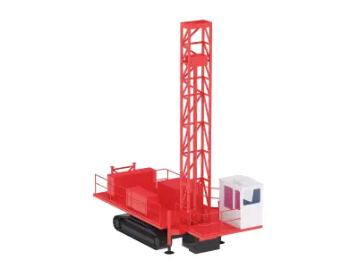 Drill Rig Mining D55SP Simplified Low-poly 3D model