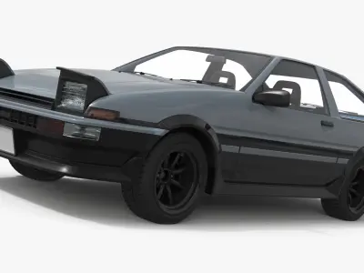 Retro Sport Hatchback 1980s Grey Simplified 3D model