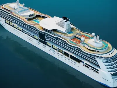Large Modern Cruiseship Low-poly 3D model