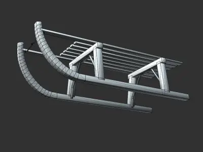 Wooden Sledge Winter VR AR Toy Low Poly PBR Game Ready Low-poly 3D model
