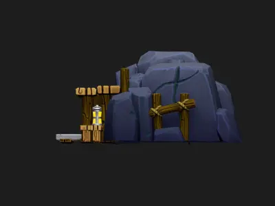 Game-ready stylized mine  Low-poly 3D model