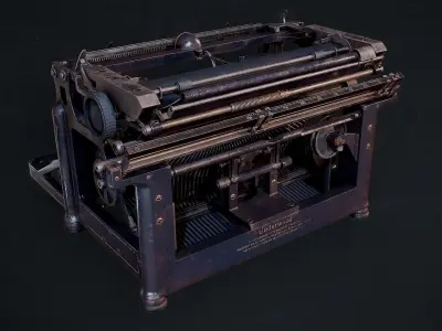 Underwood Typewriter No5 Low-poly 3D model
