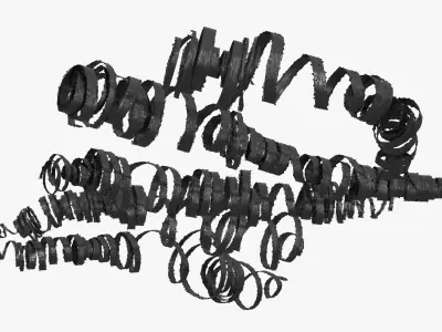 Burnt Steel Shavings from Lathe Operation Black 3D model