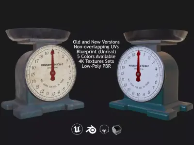 Vintage Kitchen Scale Low-poly 3D model