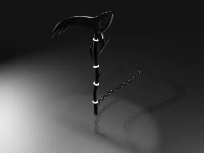 Stylized Scythe Weapon with chain PBR High poly game ready 3D model
