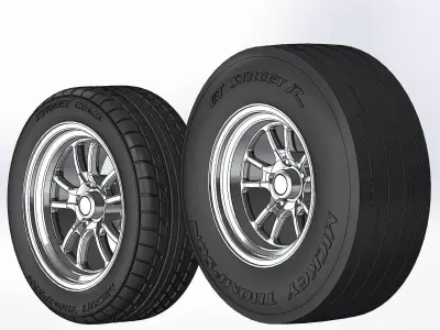 Set of wheels Weld S70 for scale model dragster 3D print model