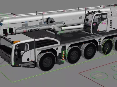 Terex Explorer 5500 Mobile Crane Rigged 3D model
