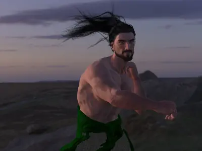 Realistic 3D Samurai Warrior Character Man for Blender Autodesk 3D model