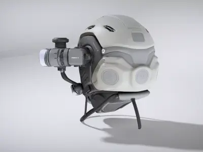 Futuristic Tactical Helmet with Night Vision Low-poly 3D model