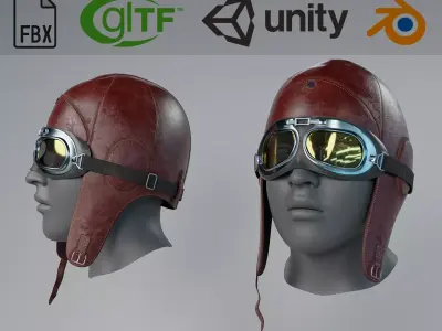 Aviator Pilot Helmet Low-poly 3D model