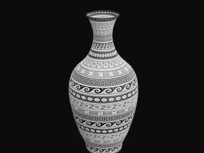 Ornate Black and White Vase Free 3D model