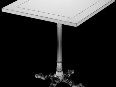 Cast Iron and Wood Restaurant Table Square 3D model