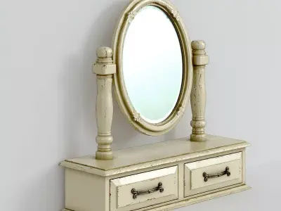 Victorian Mirror Desk Old White 3D model