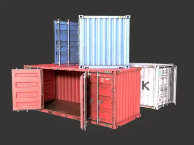 Old 20FT Side Opening Shipping Container Low-poly 3d model Low-poly 3D model