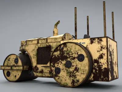 Rusted Rollar  machine Low-poly 3D model
