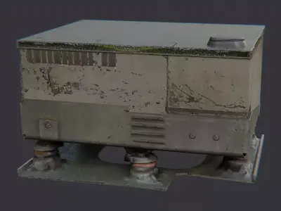Vintage military radio unit with weathered casing Low-poly 3D model