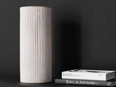  Fluted Tall Tube Vase Model, White 