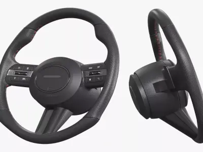 Car Steering Wheel With Control Buttons 3D model