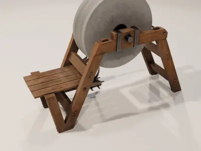 Medevil grinding wheel Low-poly 3D model