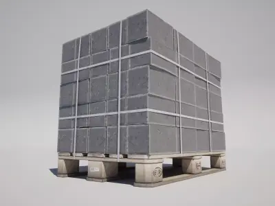 Concrete Block Pallet  Low-poly 3D model