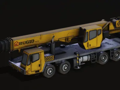 Telescopic Boom Truck Crane - Rigged - Lowpoly Low-poly 3D model