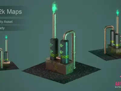 Industrial gases washer - Game Asset Low-poly 3D model