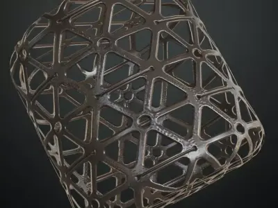 Triangular Geometric Metal Mesh Plate PBR Seamless Texture