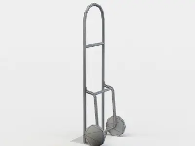 Trolley hand cart with wheels Low-poly 3D model