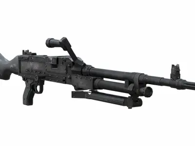 Military Combat Machine Gun Low-poly 3D model
