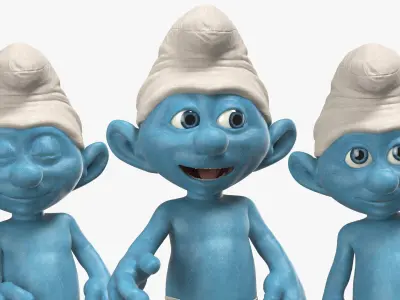  Cartoon Smurf with Fur Rigged 