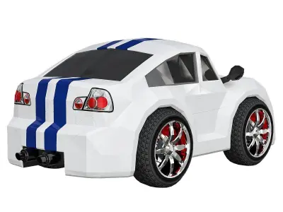 low poly cars 3d model toy car - orange Low-poly 3D model