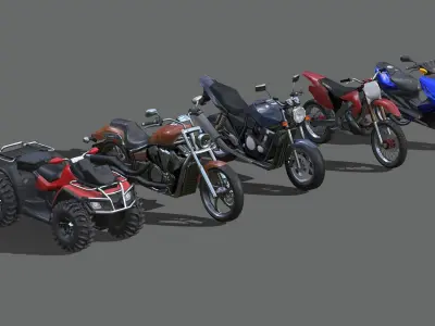 Motorbikes Pack Low-poly 3D model