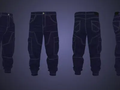 Modular Tactical Cargo Pants Low-poly 3D model