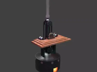 Steam Furnace Free low-poly 3D model