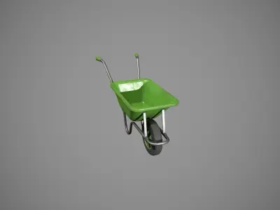 Green Wheelbarrow Low-poly 3D model purchase