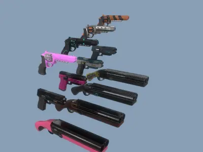 Gun Pack - pistol revolver shotgun Low-poly 3D model