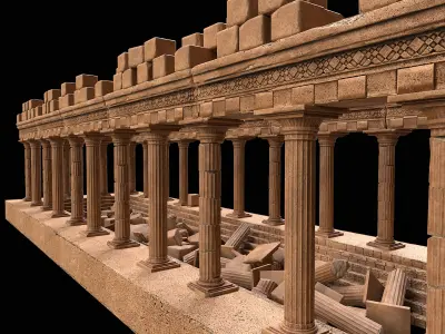 Ancient Columns Ruins Pack Low-poly 3D model