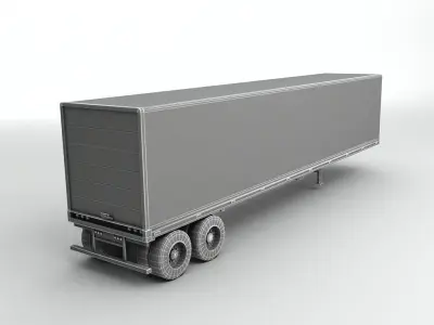 Refrigerated Box Trailer For Semi Truck Low-poly 3D model