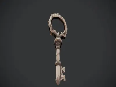 ornate antique key 3D model