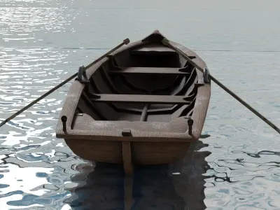Wooden boat Free low-poly 3D model by goldenztuff