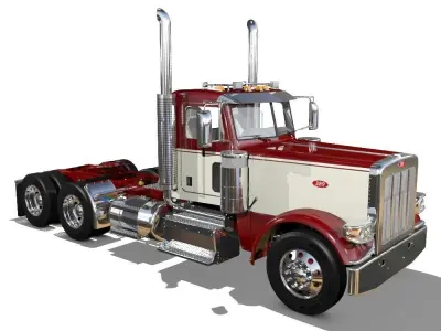 389 Day Cab Semi Truck 3D model