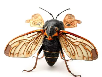 Steampunk Cicada model pack Low-poly 3D model
