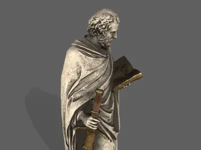 Old Man Statue Low-poly 3D model 5