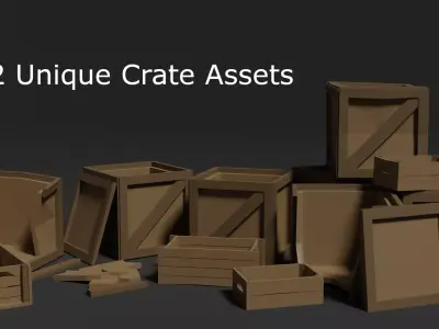Low Poly Style Crate Assets Low-poly 3D model