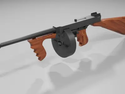 Thompson Submachine Gun Low-poly 3D model
