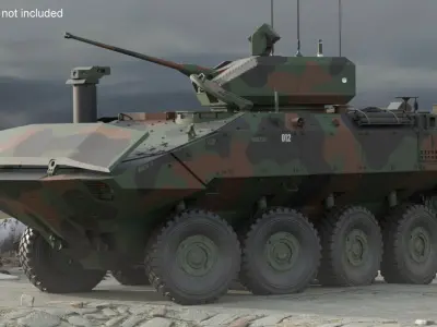 US Amphibious Combat Vehicle ACV with 30mm Gun Rigged 3D model
