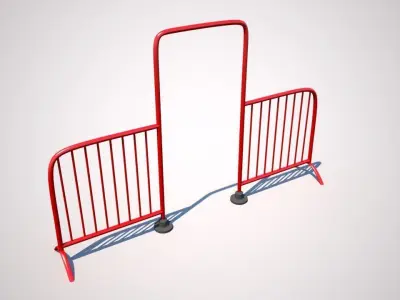Red Barrier with Door 3D model