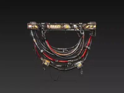 Sci-Fi Industrial Cable Bundle - Hanging Wires System -Low Poly Low-poly 3D model