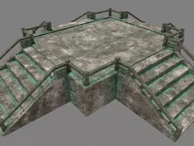 stairs stone staircase with metal railings Low-poly 3D model purchase